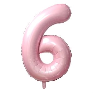 Ballon numéro 6 rose bébé de 34 po