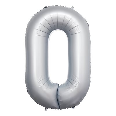 "34"" Chrome White Number 0 Airise Balloon"