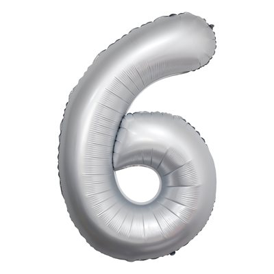 "34"" Chrome White Number 6 Airise Balloon"