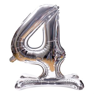 "32"" Stand Up Silver Number 4 Balloon"